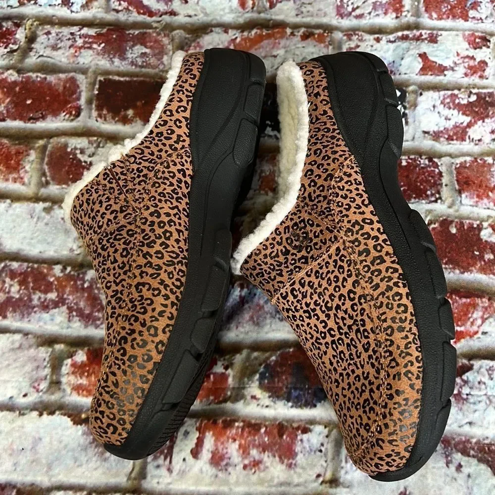*Lands end brown black animal slip on casual shoes